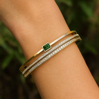 Emerald Elegance 3-Piece Bracelet Stack | Anti-Tarnish Gold Plated
