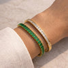 Emerald Green & Crystal Baguette Bracelet Stack - Anti Tarnish Gold Plated