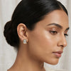 Emerald Cut Clear Crystal Stud Earrings - Gold Toned Fashion Jewelry