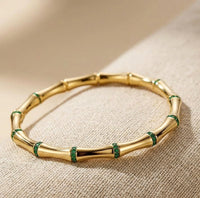 The 'Old Money' Emerald & Gold Bracelet Stack | 3-Piece Korean Style Set