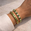 Emerald Green Minimalist Bracelet Stack - Anti Tarnish Gold Plated