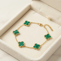 Emerald Clover & Tennis Bracelet Stacking Combo | Anti-Tarnish Gold Plated