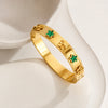 Green Clover Motif Gold Plated Bangle | Anti-Tarnish Bangle