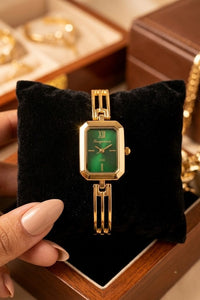 Vintage Emerald Green Dial Watch - Anti-Tarnish Gold Plated