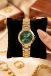 The Emerald Aura Gold-Plated Vintage Watch | Anti-Tarnish