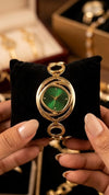 Emerald Green Swirl Dial Gold Plated Watch - Anti Tarnish