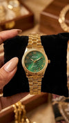 Emerald Green Classic Vintage Gold Plated Watch (Anti-Tarnish)