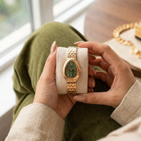 Moncheri Jewels Anti-Tarnish Gold Plated Emerald Green Serpent Watch