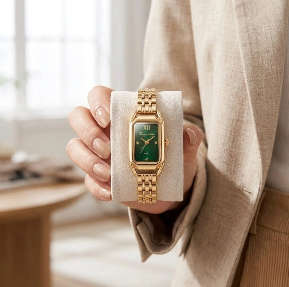Vintage Emerald Green Dial Watch - Gold Plated & Anti-Tarnish