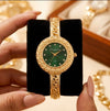 Vintage Emerald Green Dial Bangle Watch | Anti-Tarnish Gold Plated