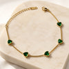 Emerald Green Heart Anti Tarnish Gold Plated Bracelet - Minimalist Korean Style