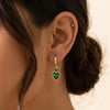 Emerald Green Heart Drop Hoop Earrings - Anti Tarnish Fashion Jewelry
