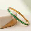Emerald Green Square Stone Gold Plated Bracelet | Anti Tarnish