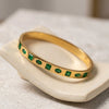 Emerald Green Stone Anti-Tarnish Fashion Bracelet - Hinged Bangle