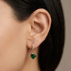 Green Heart Hoop Earrings - Anti Tarnish Gold Plated
