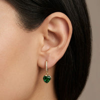 Green Heart Hoop Earrings - Anti Tarnish Gold Plated