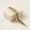 Emerald Green Triple Row Crystal Bracelet | Anti Tarnish Gold Plated