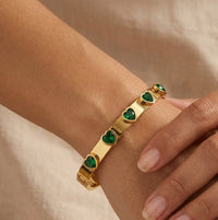 Emerald Heart Radiant Bangle – Anti-Tarnish Gold Plated Bracelet