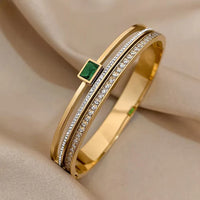 Old Money Emerald Clover Bracelet Stack - 3 Piece Combo (Anti-Tarnish Gold Plated)