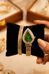 Premium Emerald Teardrop Anti-Tarnish Gold Plated Serpent Wrap Watch