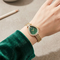 Emerald Teardrop Luxury Watch - Anti-Tarnish Gold Plated | Moncheri Jewels