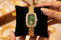 The Emerald Elegance Vintage Watch | Gold Plated & Anti-Tarnish