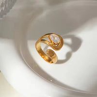 Pear Cut Swirl Adjustable Ring - Anti Tarnish Fashion Jewelry