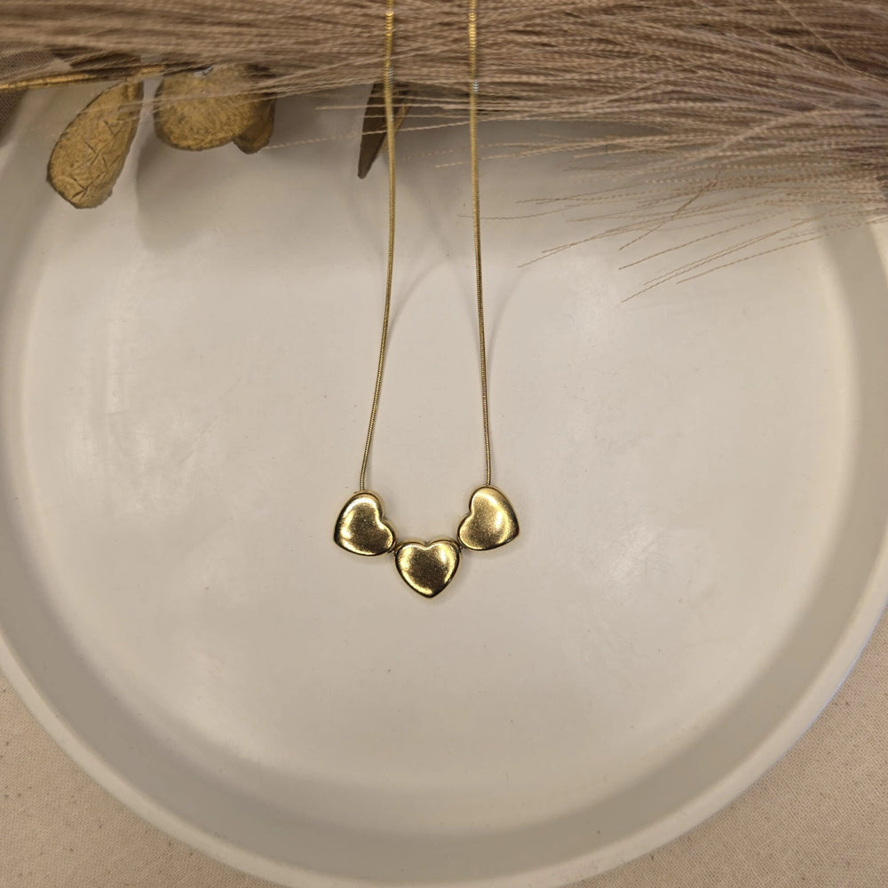 Triple Heart Anti-Tarnish Gold Plated Necklace for Women
