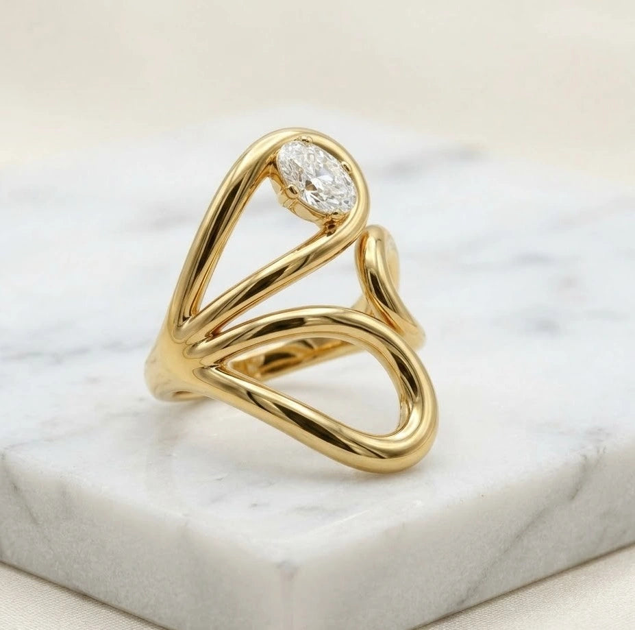 Abstract Swirl Statement Ring | Anti-Tarnish Fashion Jewelry