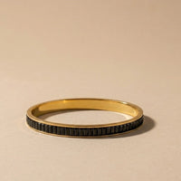 Black Geometric Stone Anti-Tarnish Gold-Plated Bracelet