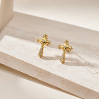 Cross Stud Anti Tarnish Gold Plated Earrings