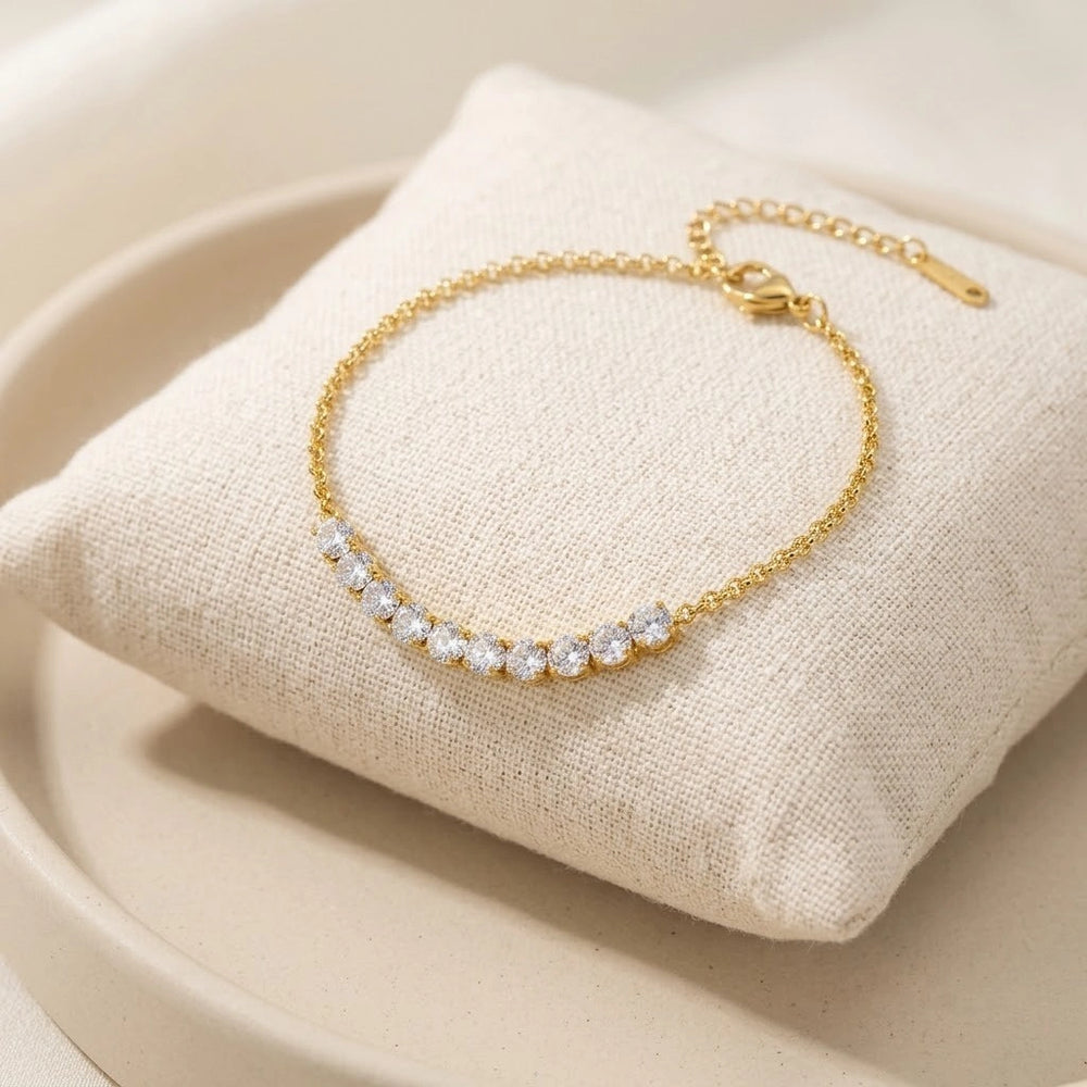 Crystal Bar Anti-Tarnish Gold Plated Bracelet
