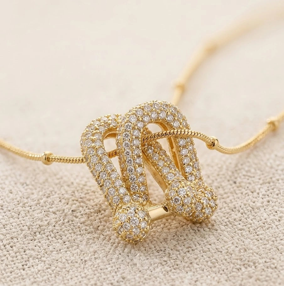 Interlocking Arch Zircon Pendant Necklace - Anti Tarnish