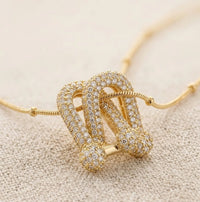 Interlocking Arch Zircon Pendant Necklace - Anti Tarnish