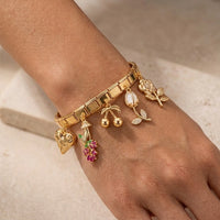 Korean Floral Charm Bracelet | Anti-Tarnish Gold-Plated