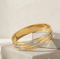 Bamboo Link Anti-Tarnish Gold-Plated Stacked Bracelet