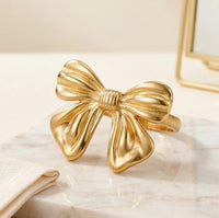 Anti-Tarnish Gold Plated Bow Ring | Elegant Coquette Statement Jewelry
