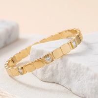 Geometric Square Link Anti-Tarnish Gold-Plated Bracelet with CZ Stones
