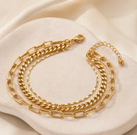 Triple Layered Mixed Link Anti-Tarnish Bracelet for Women