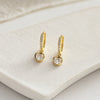 Crystal Heart Drop Hoop Earrings - Anti Tarnish Gold Plated Korean Minimalist
