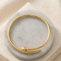 Nail Design Anti-Tarnish Gold Plated Bracelet with Crystals | Moncheri