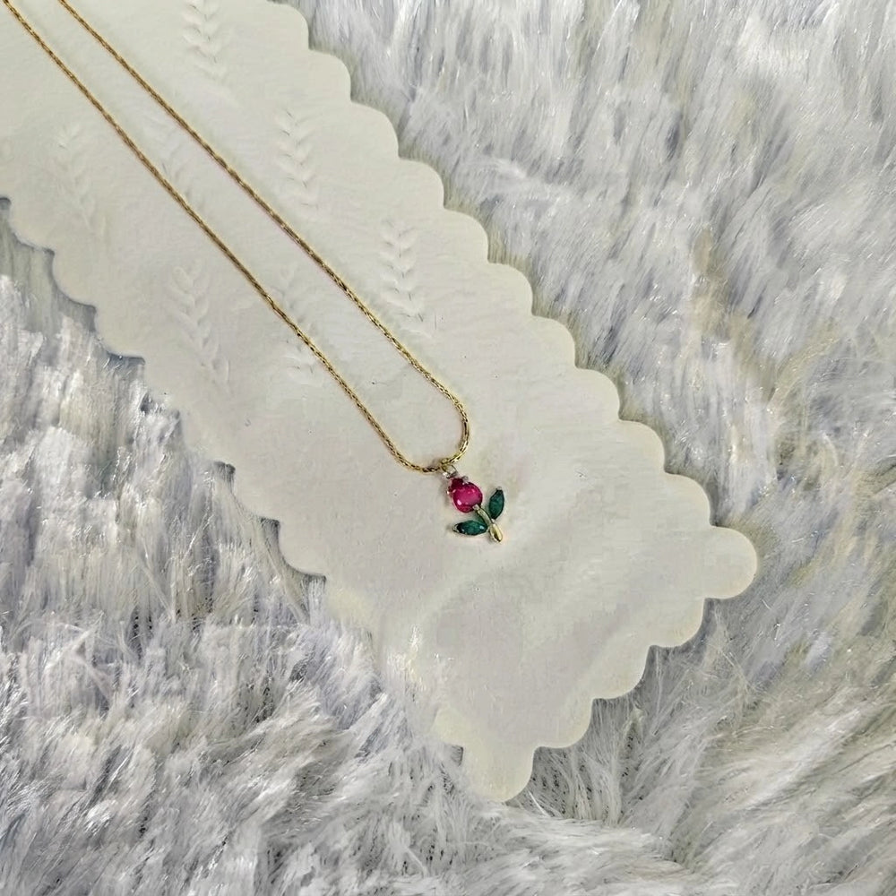 Tulip Floral Pendant Necklace - Anti Tarnish Gold Plated