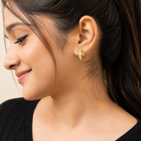 Wavy Baguette Crystal C-Hoop Earrings | Anti Tarnish Gold Plated