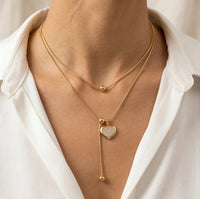 Anti-Tarnish Layered Heart Pendant Necklace | Gold Plated Snake Chain