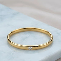 Anti-Tarnish Gold-Plated Single Stone Bangle Bracelet for Women | Minimalist Design