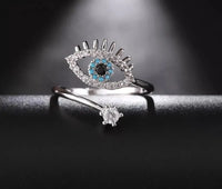 Evil Eye Adjustable Crystal Ring - High Quality Silver Fashion Jewelry