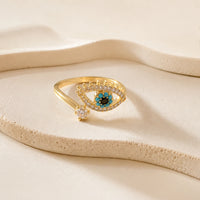 Evil Eye Adjustable Ring - Anti-Tarnish Gold Plated