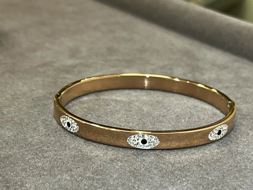 Evil Eye Anti-Tarnish Gold Plated Bangle Bracelet for Women