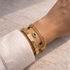 Evil Eye & Crystal Bangle 2-Piece Stack - Anti-Tarnish Gold Plated