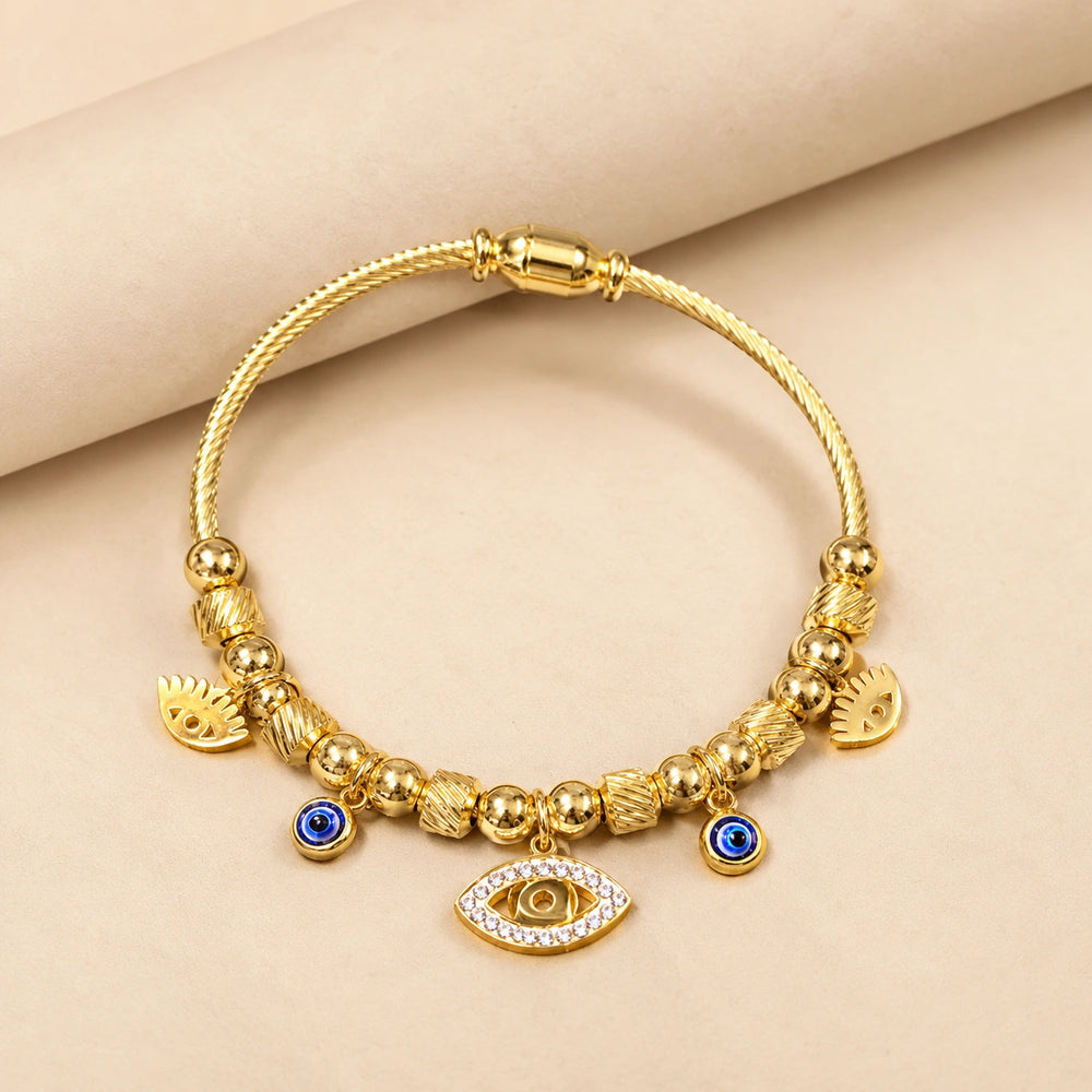 Evil Eye Charm Anti-Tarnish Gold Plated Bracelet